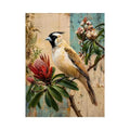 Botanical Magpie Bird Canvas Print | Vintage Floral Nature Canvas