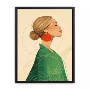 Minimalist woman portrait with red earring modern canvas Canvas Print