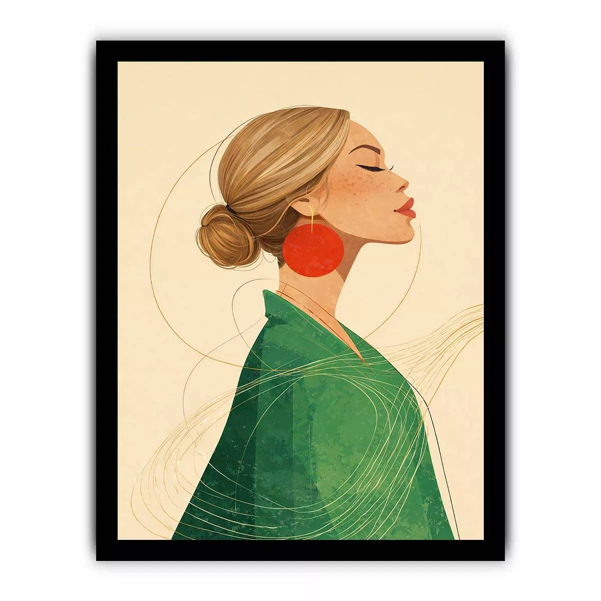 Minimalist woman portrait with red earring modern canvas Canvas Print