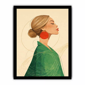 Minimalist woman portrait with red earring modern canvas Canvas Print