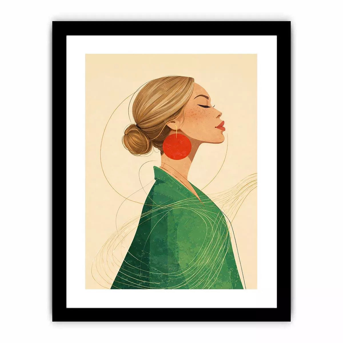 Minimalist woman portrait with red earring modern canvas Canvas Print