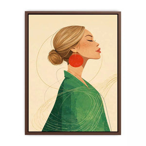 Minimalist woman portrait with red earring modern canvas Canvas Print