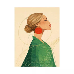 Minimalist woman portrait with red earring modern canvas Canvas Print