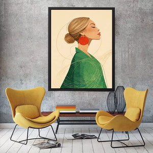 Minimalist woman portrait with red earring modern canvas Canvas Print