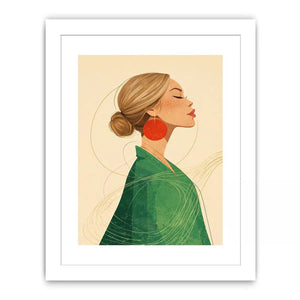 Minimalist woman portrait with red earring modern canvas Canvas Print