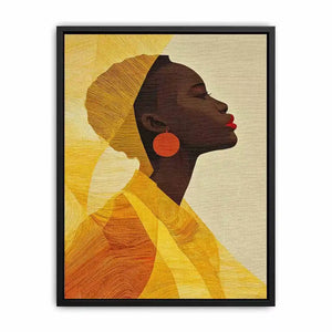 Modern African woman portrait in yellow tones canvas Canvas Print