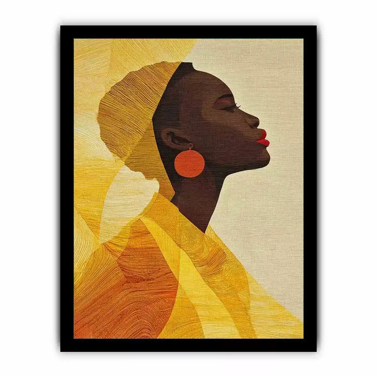 Modern African woman portrait in yellow tones canvas Canvas Print