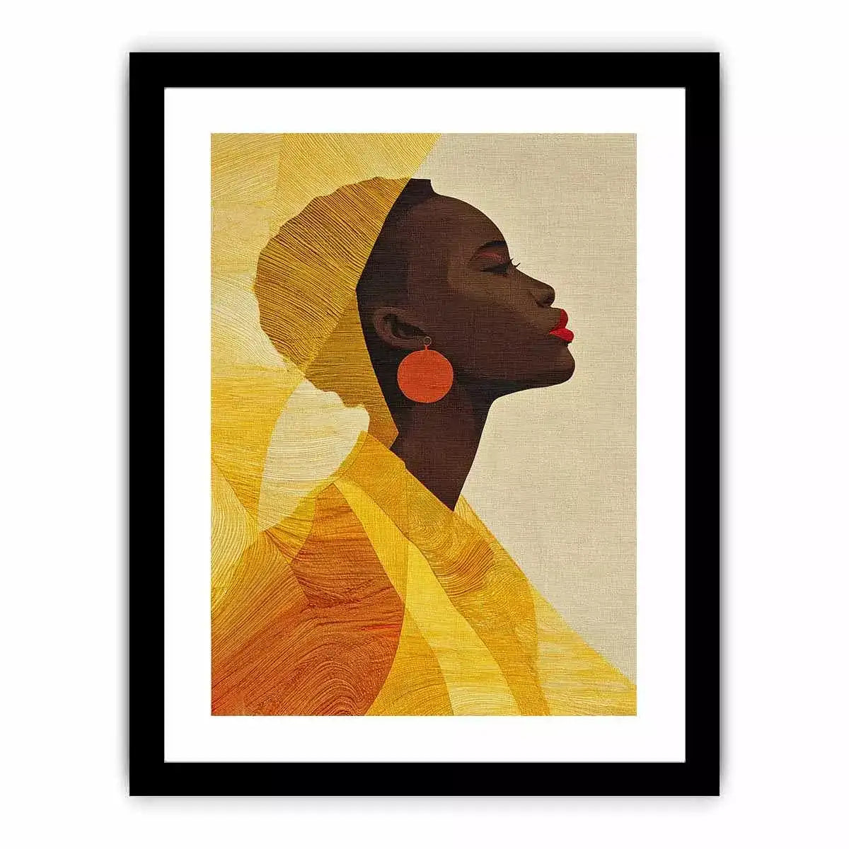 Modern African woman portrait in yellow tones canvas Canvas Print