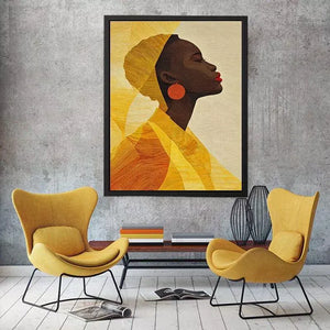 Modern African woman portrait in yellow tones canvas Canvas Print