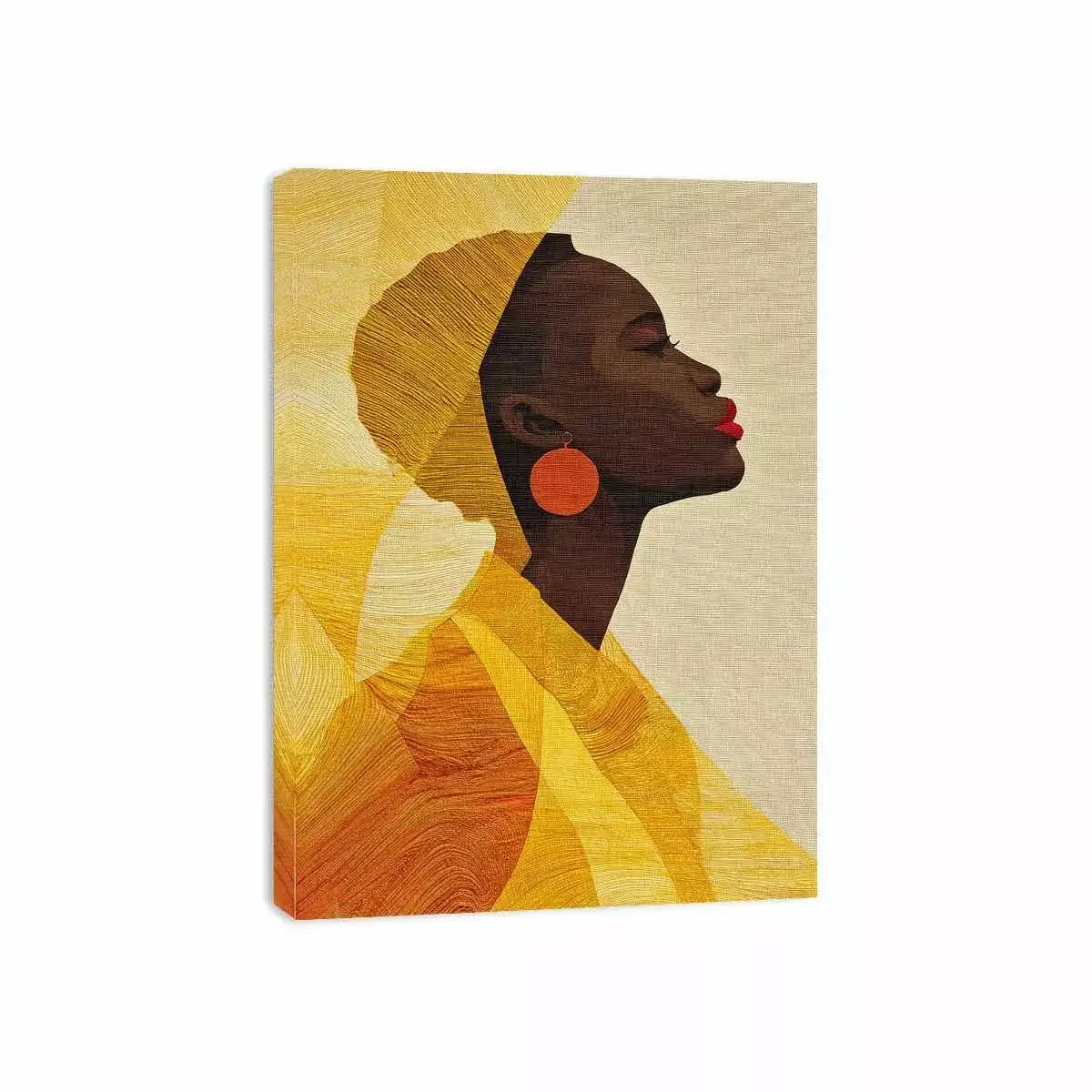 Modern African woman portrait in yellow tones canvas Canvas Print