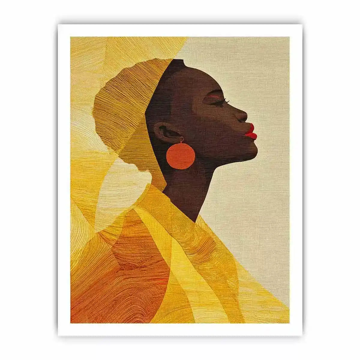 Modern African woman portrait in yellow tones canvas Canvas Print