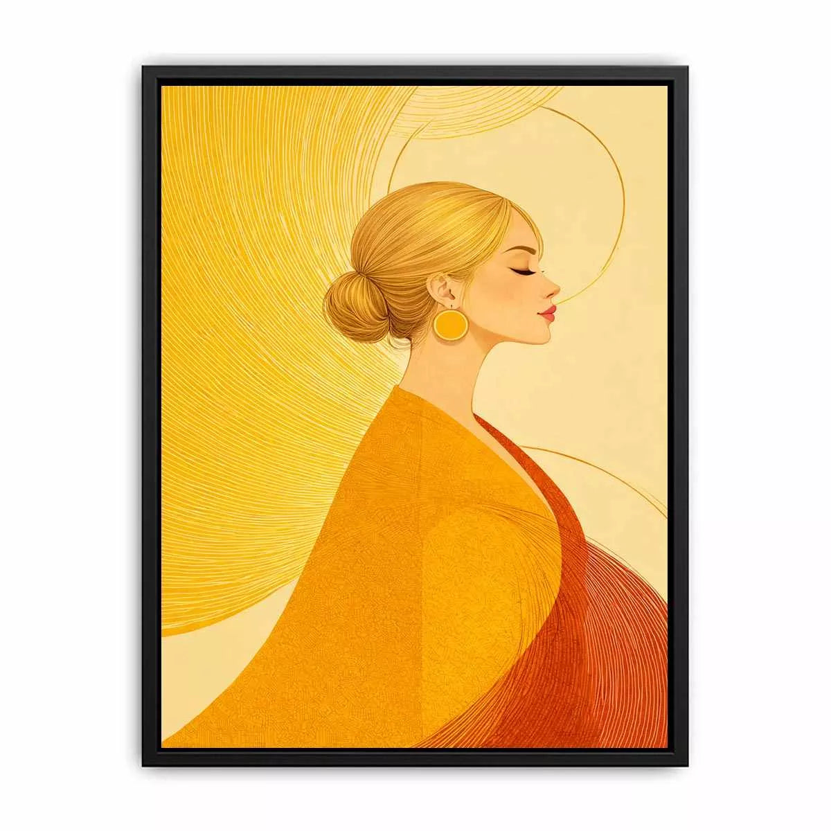 Minimalist golden woman portrait modern canvas Canvas Print