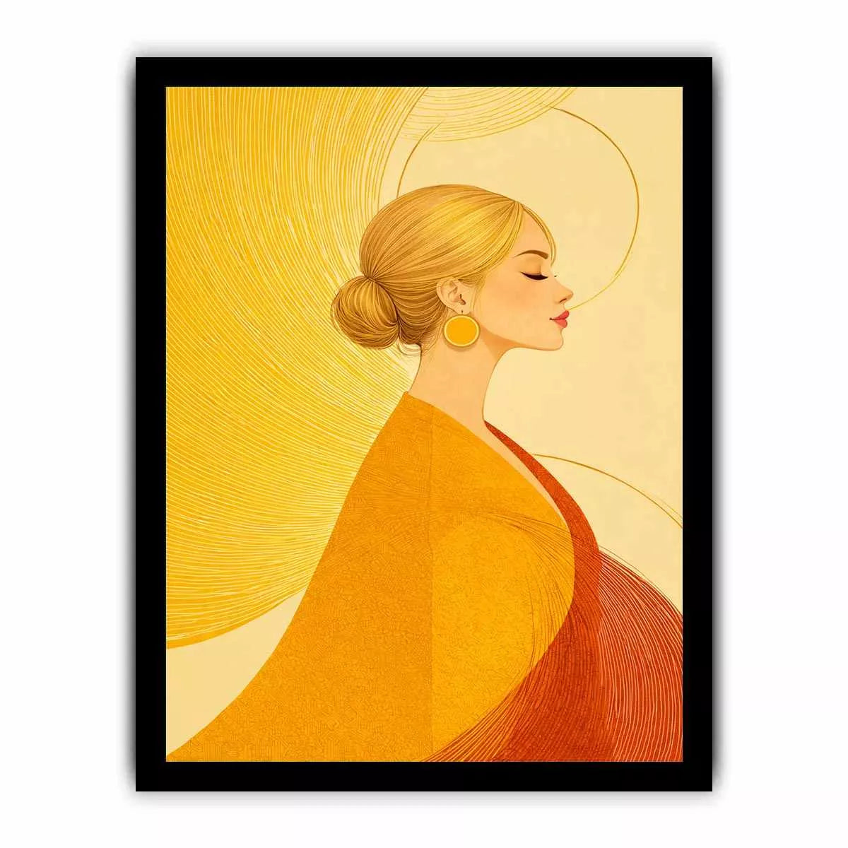 Minimalist golden woman portrait modern canvas Canvas Print
