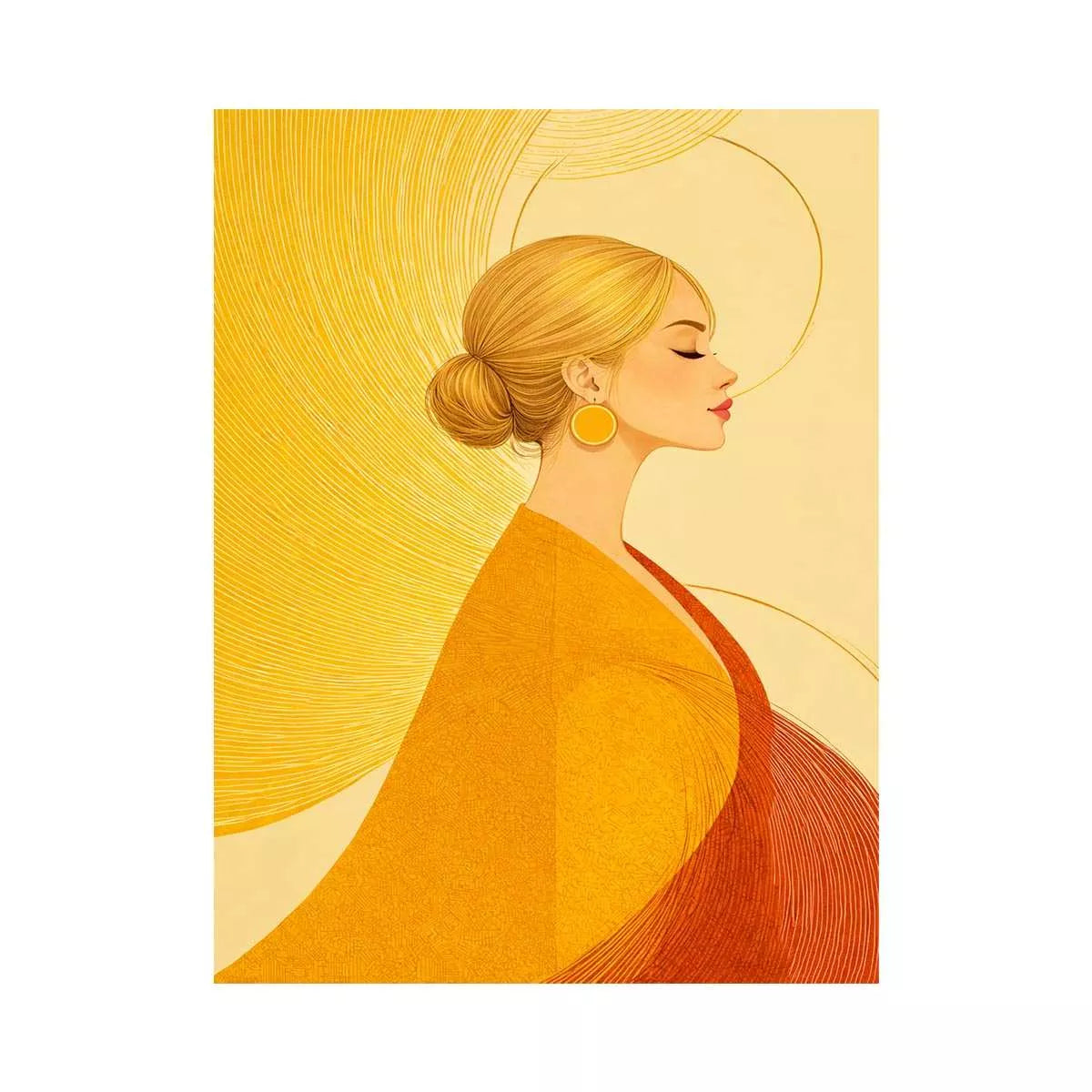 Minimalist golden woman portrait modern canvas Canvas Print