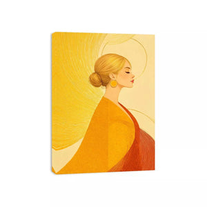Minimalist golden woman portrait modern canvas Canvas Print