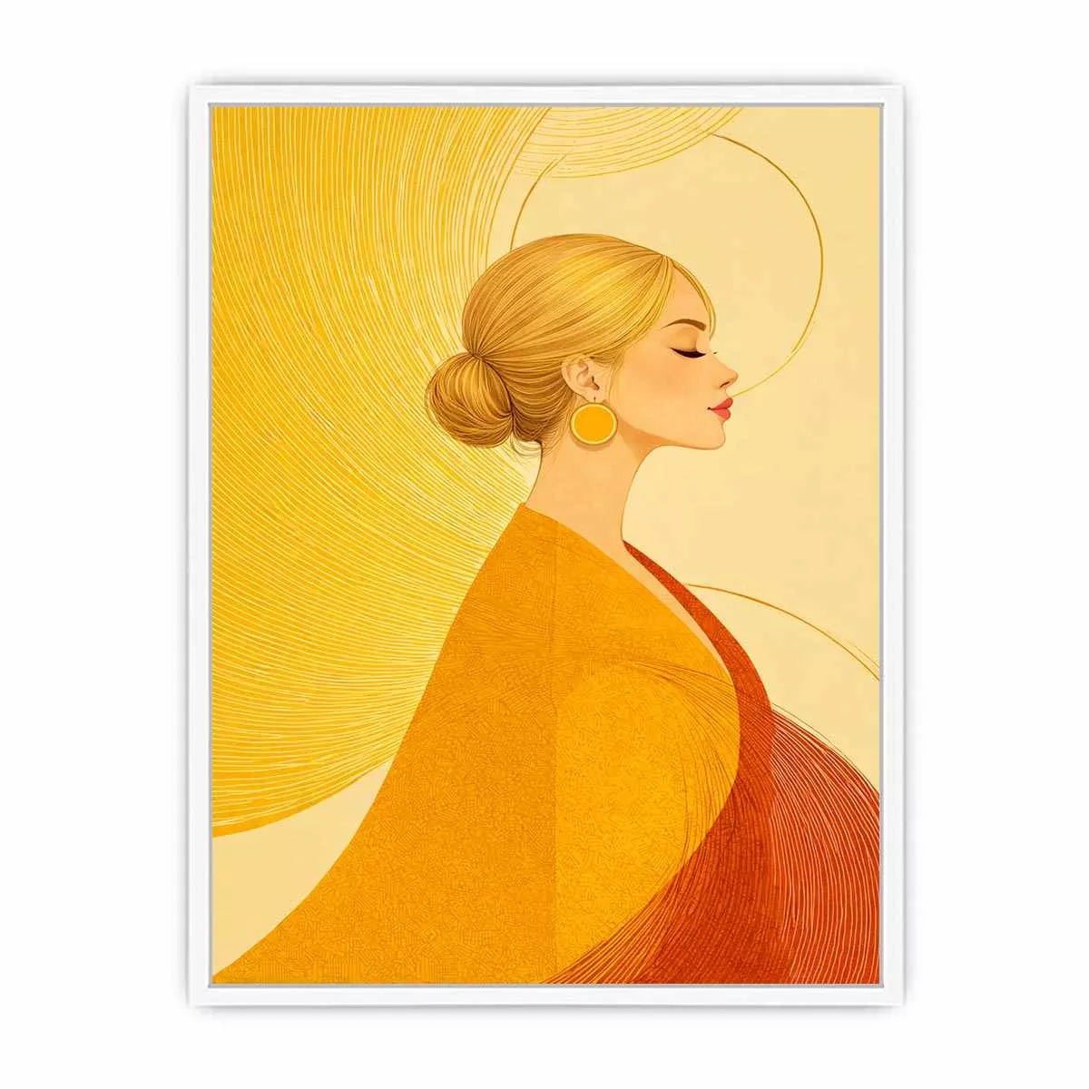 Minimalist golden woman portrait modern canvas Canvas Print