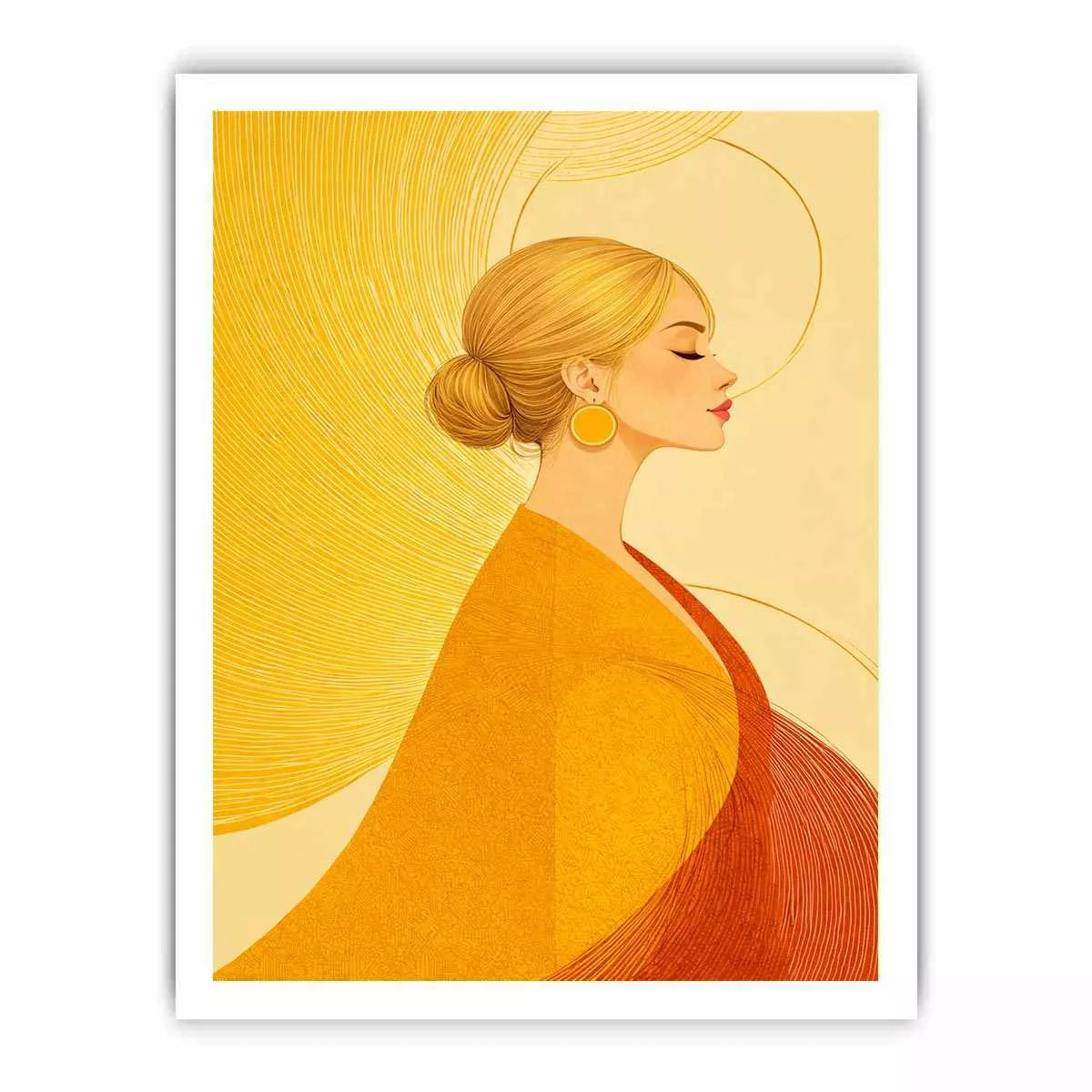Minimalist golden woman portrait modern canvas Canvas Print