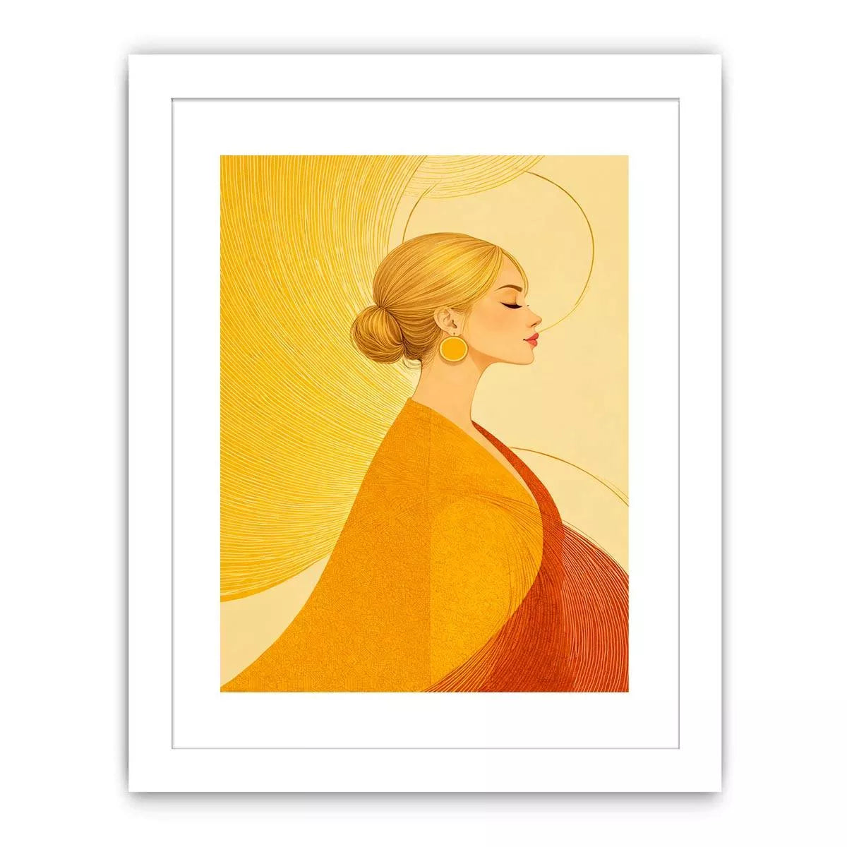 Minimalist golden woman portrait modern canvas Canvas Print