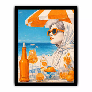 Coastal woman with orange sunglasses beach canvas Canvas Print