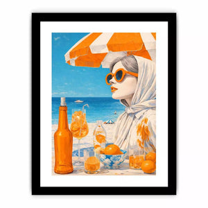 Coastal woman with orange sunglasses beach canvas Canvas Print
