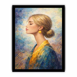 Impressionist woman portrait with gold accents canvas wall art