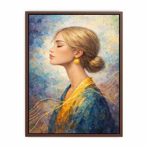 Impressionist woman portrait with gold accents canvas wall art