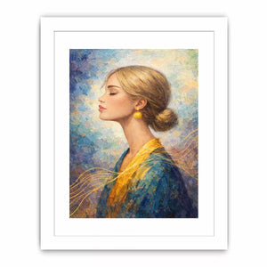 Impressionist woman portrait with gold accents canvas wall art