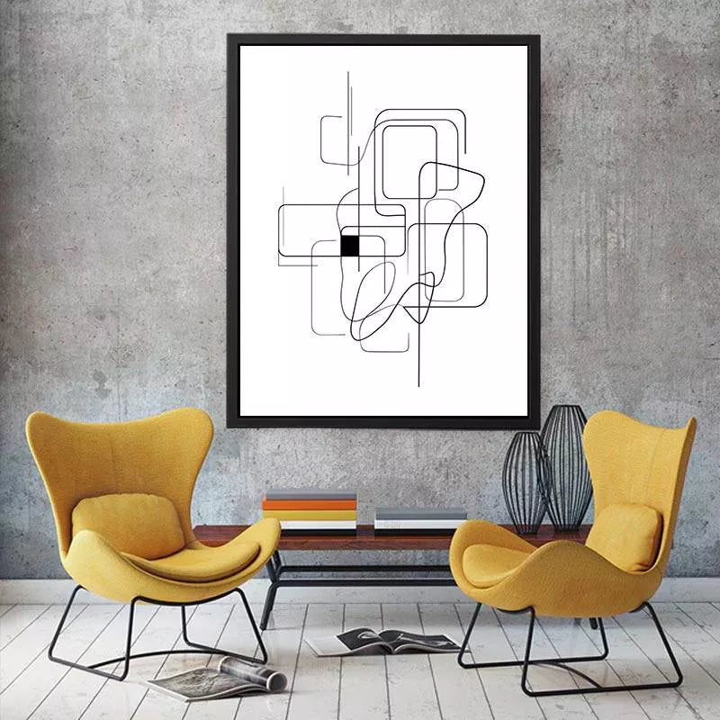 Minimalist abstract black line art geometric canvas Canvas Print