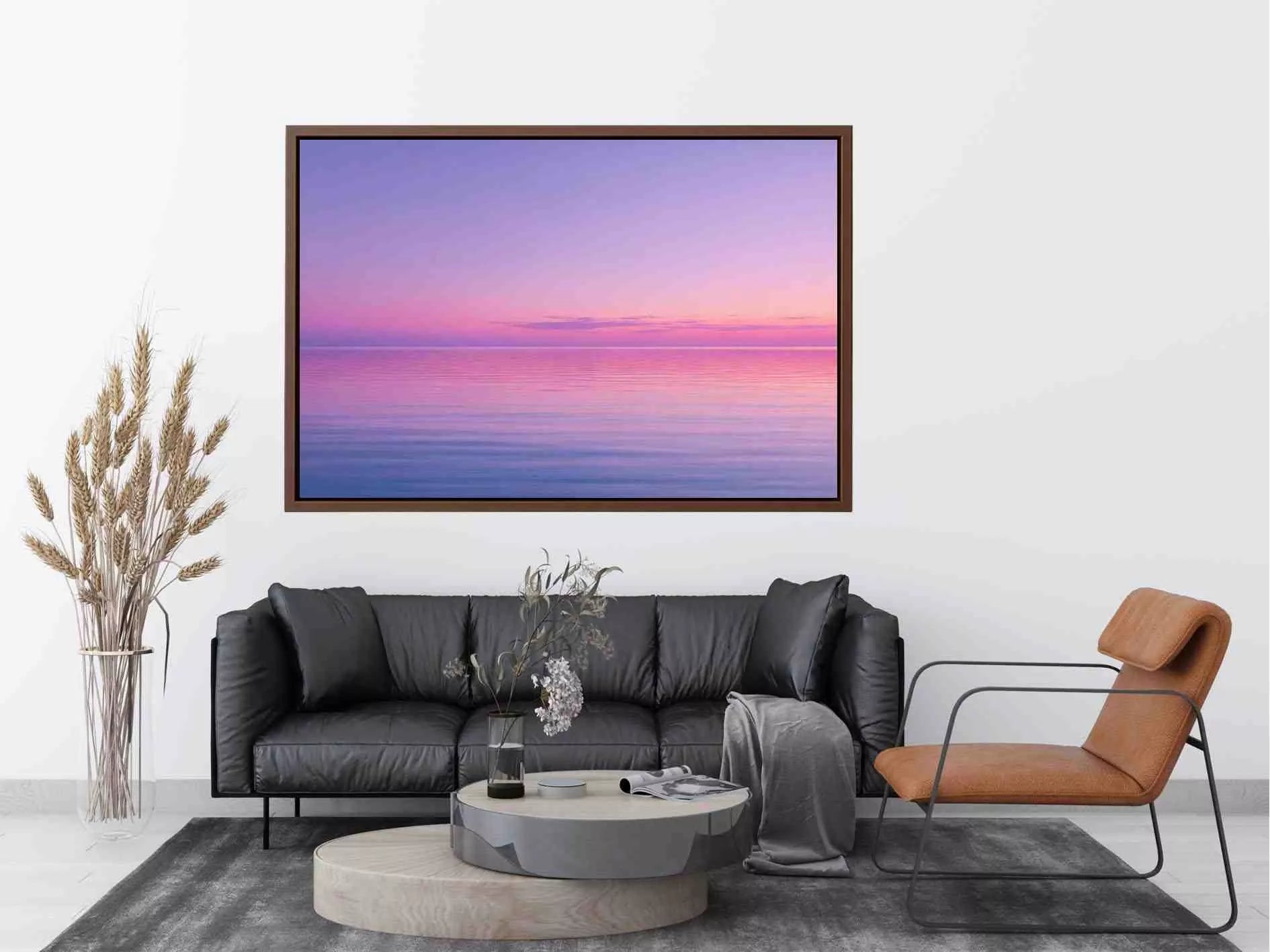 Minimalist Coastal Ocean Canvas Print – Pastel Sunset Canvas Print