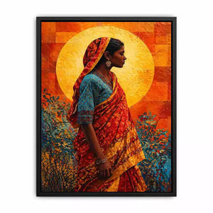 Indian Woman Canvas Print Vibrant Cultural Canvas
