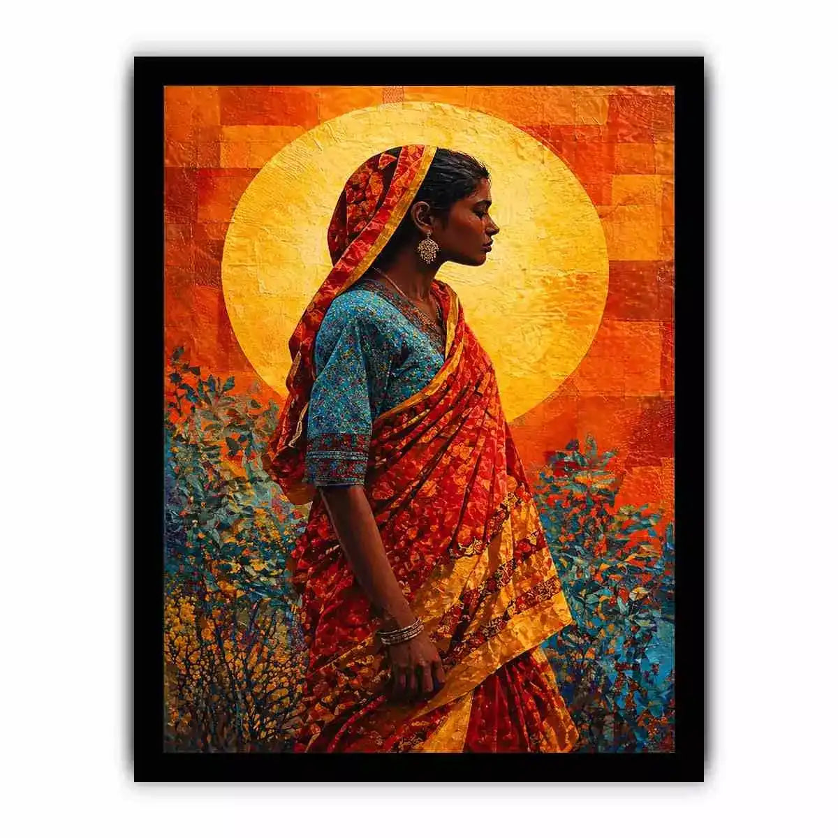 Indian Woman Canvas Print Vibrant Cultural Canvas