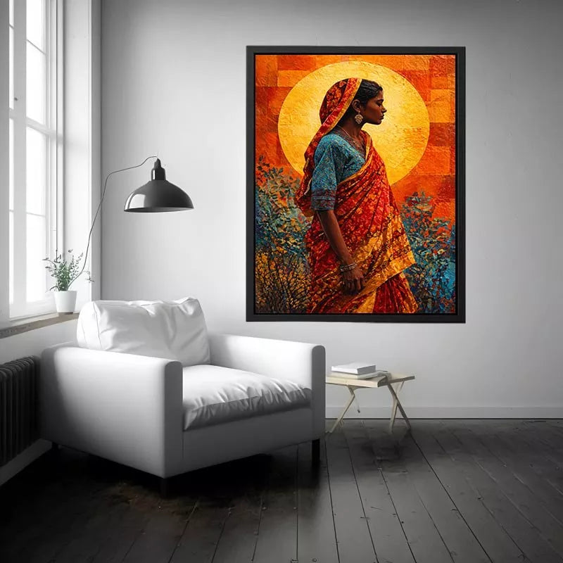 Indian Woman Canvas Print Vibrant Cultural Canvas