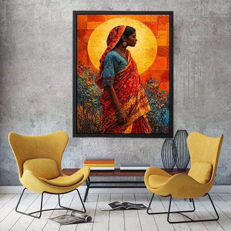 Indian Woman Canvas Print Vibrant Cultural Canvas