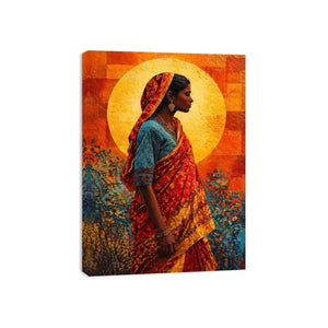 Indian Woman Canvas Print Vibrant Cultural Canvas