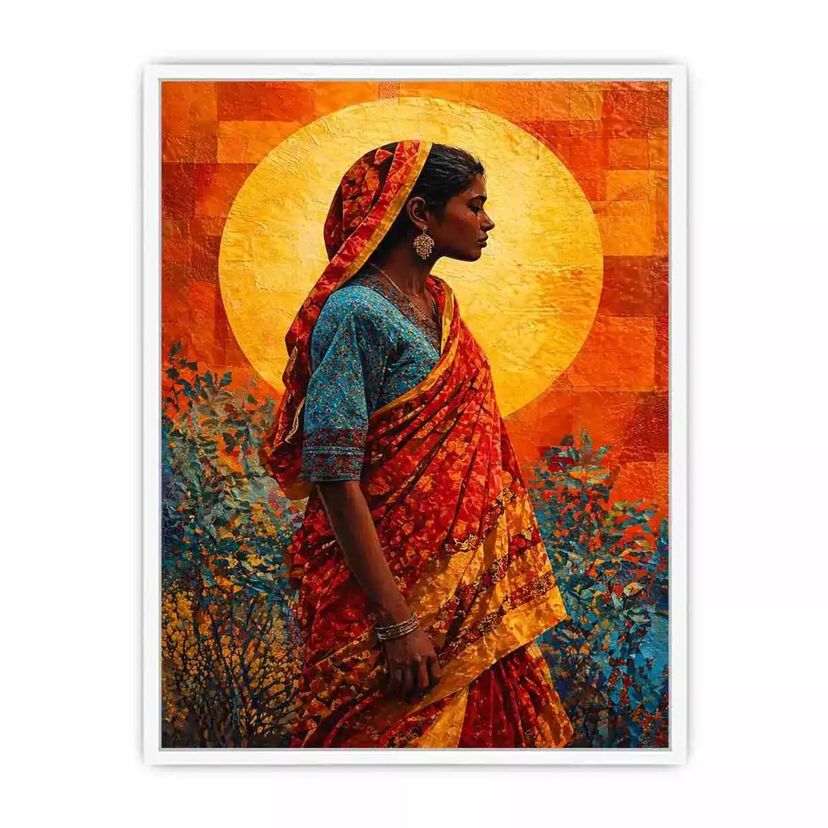 Indian Woman Canvas Print Vibrant Cultural Canvas