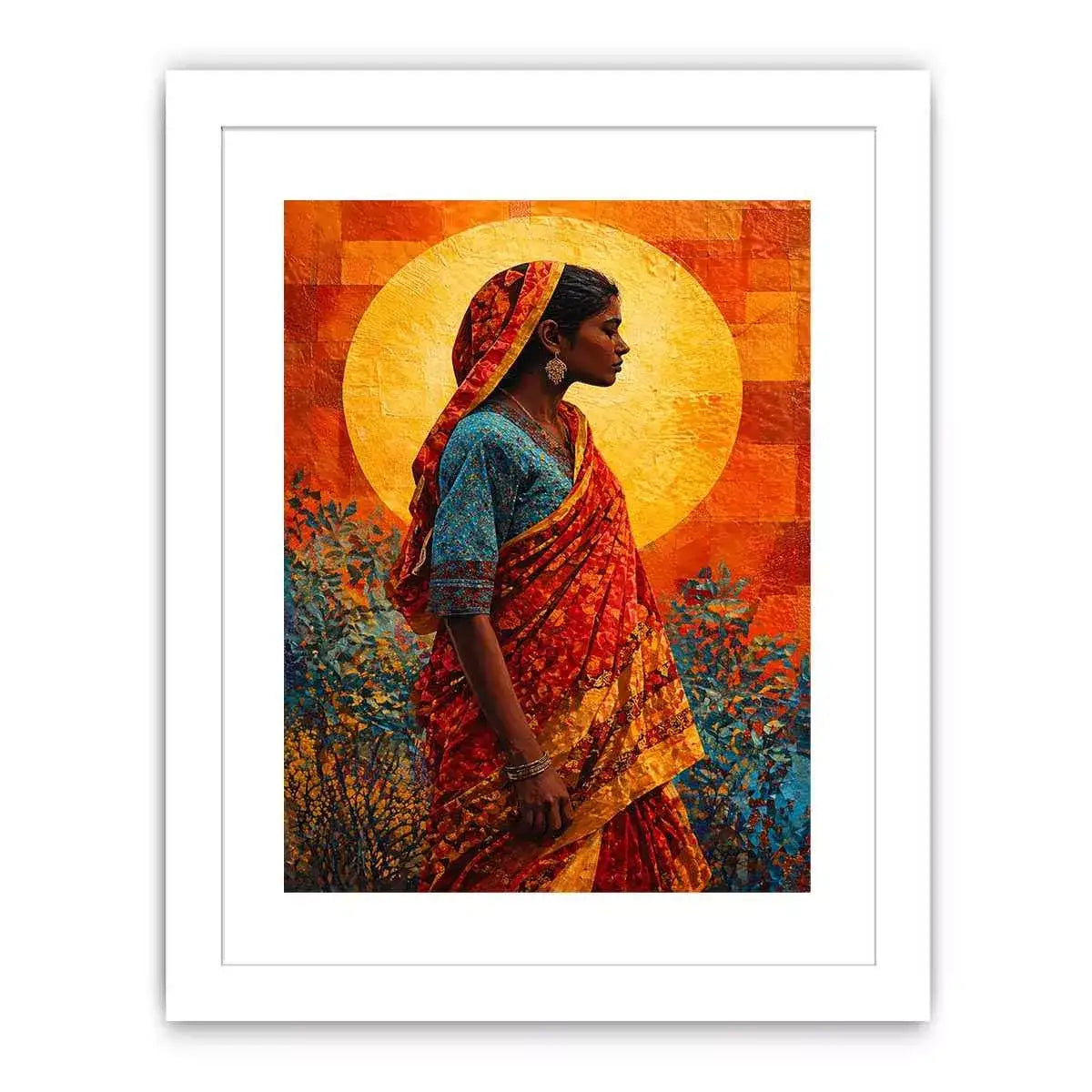 Indian Woman Canvas Print Vibrant Cultural Canvas
