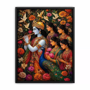 Krishna Garden Canvas Canvas Print | Spiritual Indian Painting Print