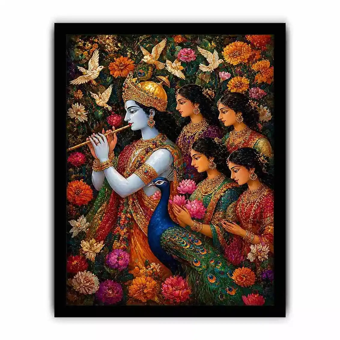 Krishna Garden Canvas Canvas Print | Spiritual Indian Painting Print