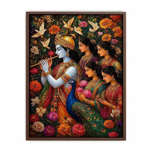 Krishna Garden Canvas Canvas Print | Spiritual Indian Painting Print
