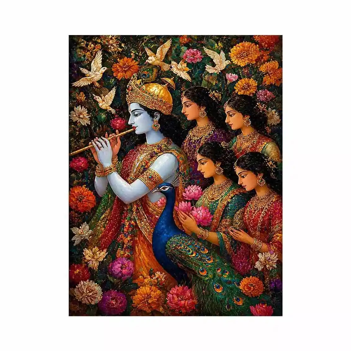 Krishna Garden Canvas Canvas Print | Spiritual Indian Painting Print
