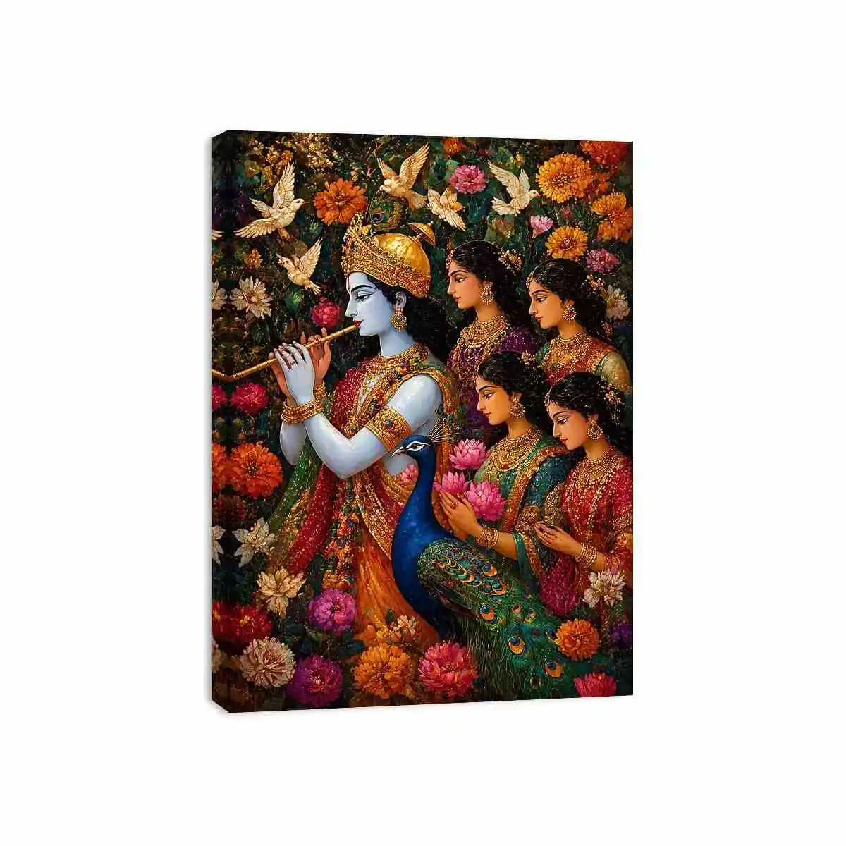 Krishna Garden Canvas Canvas Print | Spiritual Indian Painting Print