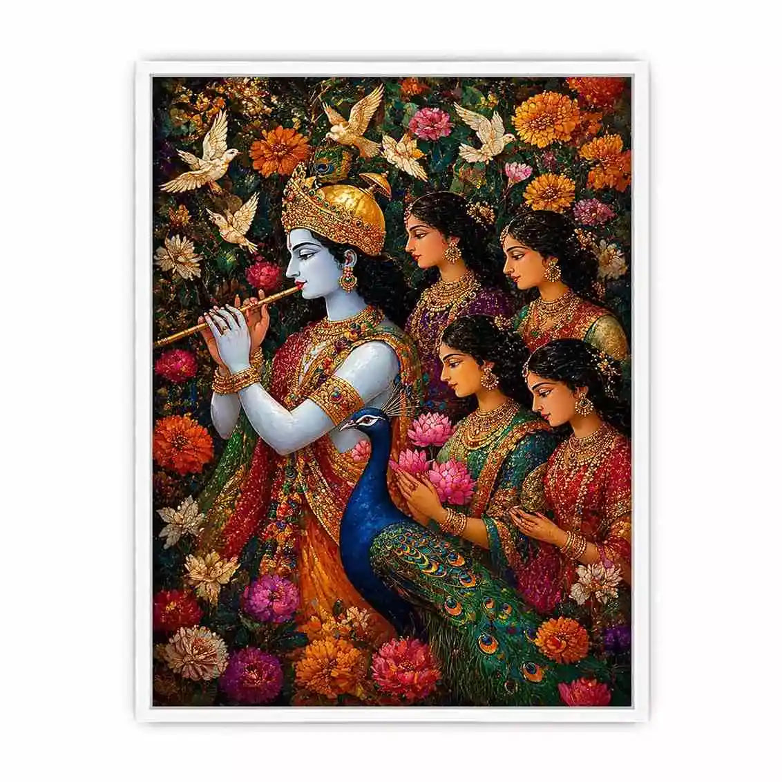 Krishna Garden Canvas Canvas Print | Spiritual Indian Painting Print