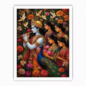 Krishna Garden Canvas Canvas Print | Spiritual Indian Painting Print