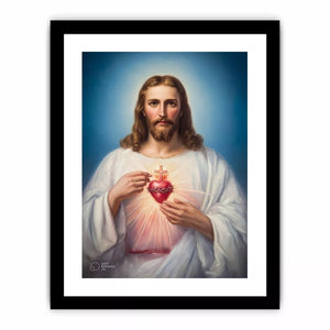 sacred heart jesus Canvas Print canvas religious christian painting with divine glow