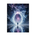 surreal cosmic portal Canvas Print canvas with galaxy sky reflection and silhouette figure modern abstract decor