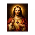 sacred heart jesus portrait Canvas Print canvas with golden halo religious christian painting