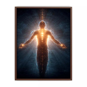 piritual energy body Canvas Print canvas glowing human silhouette with golden aura meditation decor