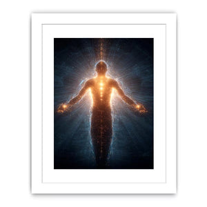 piritual energy body Canvas Print canvas glowing human silhouette with golden aura meditation decor