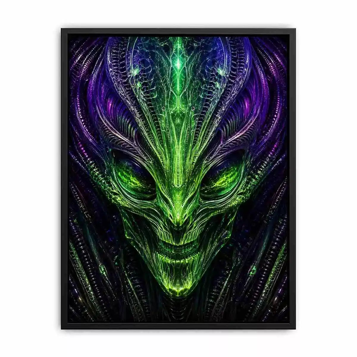 abstract alien Canvas Print canvas futuristic green neon sci fi face fractal design modern decor