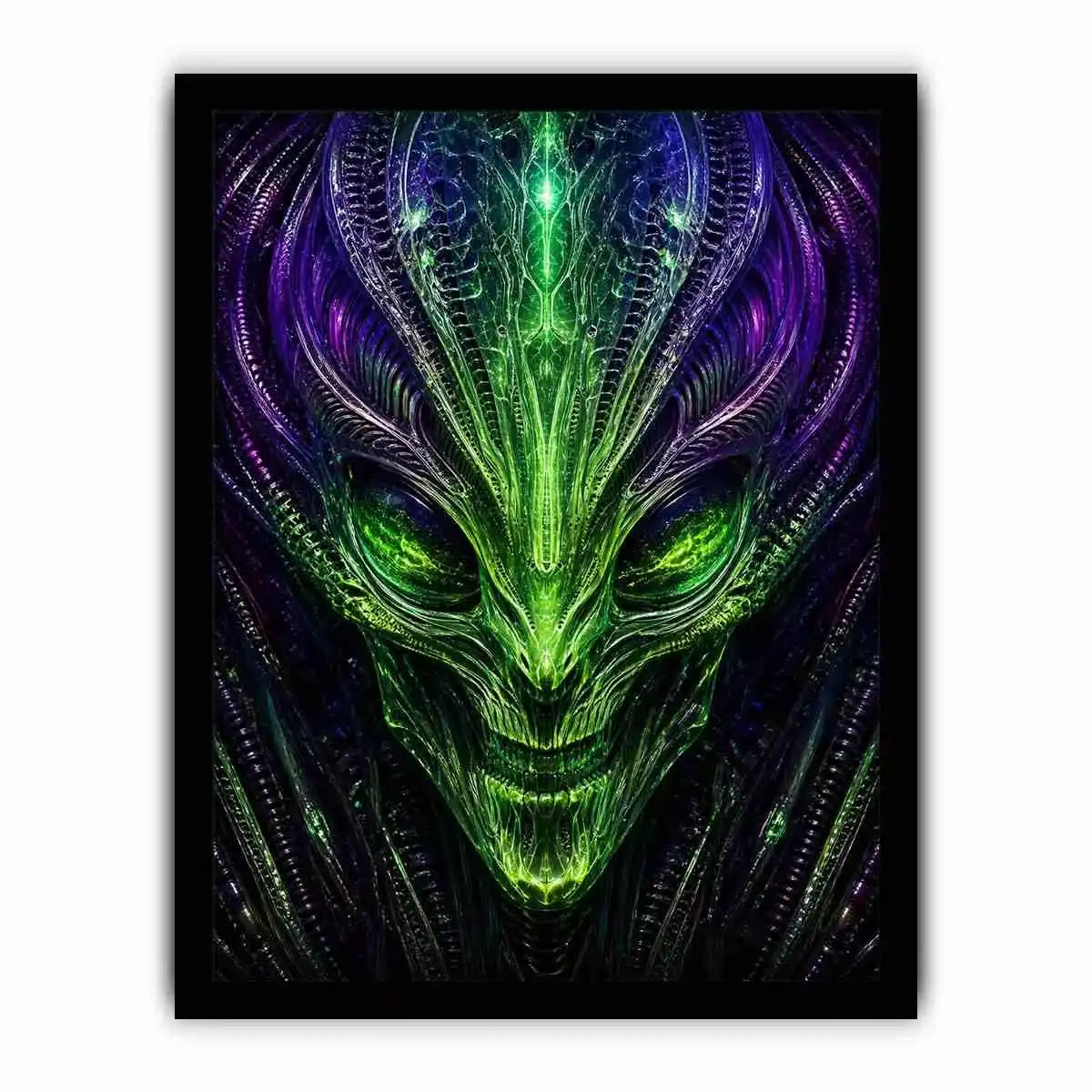 abstract alien Canvas Print canvas futuristic green neon sci fi face fractal design modern decor